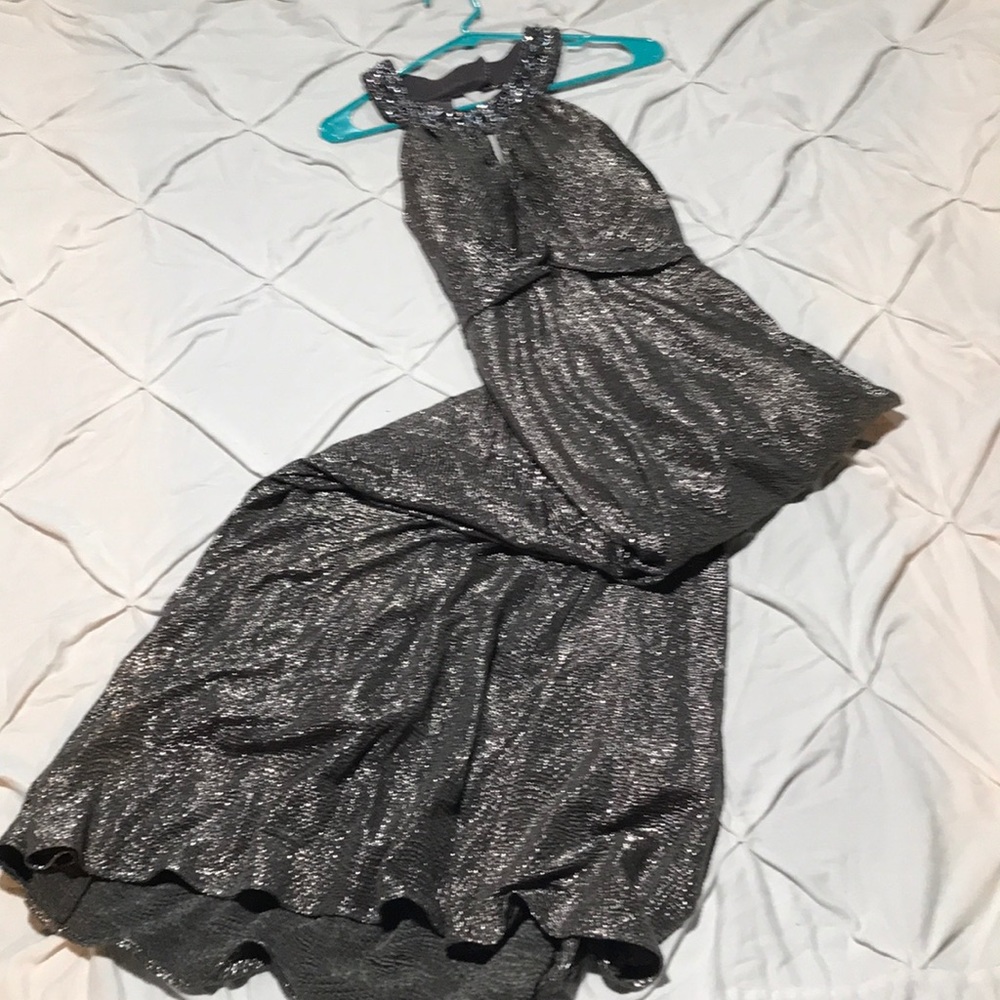 Ignite evenings by carol Lin silver gown